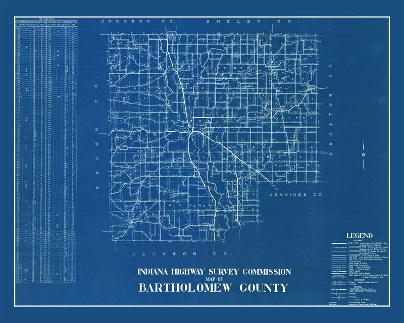 Size comparison using Vintage Map of Bartholomew County, Indiana 1936