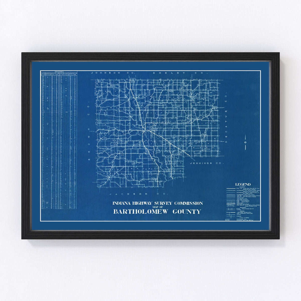 Bartholomew County Vintage Map 1936