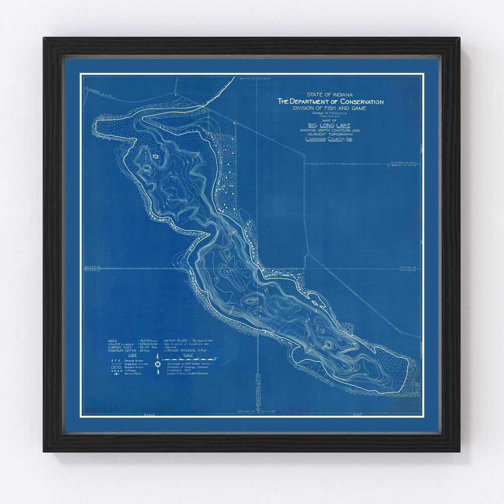 Big Long Lake Vintage Map 1925