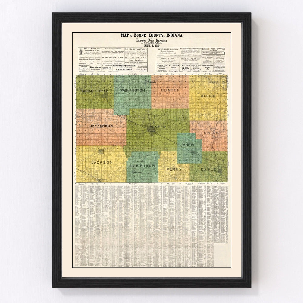 Boone County Vintage Map 1910