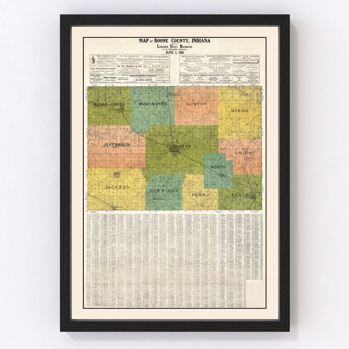 Boone County Vintage Map 1910