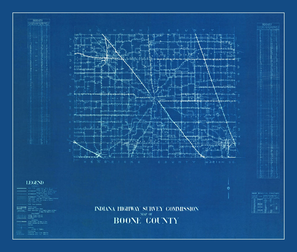 Vintage Map of Boone County, Indiana 1936 print style example