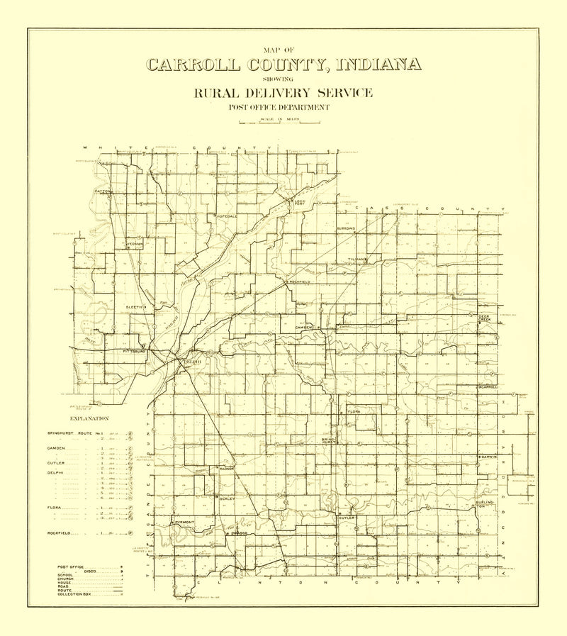 Size comparison using Vintage Map of Carroll County, Indiana 1910