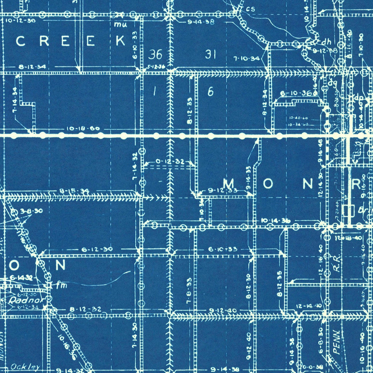 Restored historic details from the 1936 county map of Carroll County, Indiana