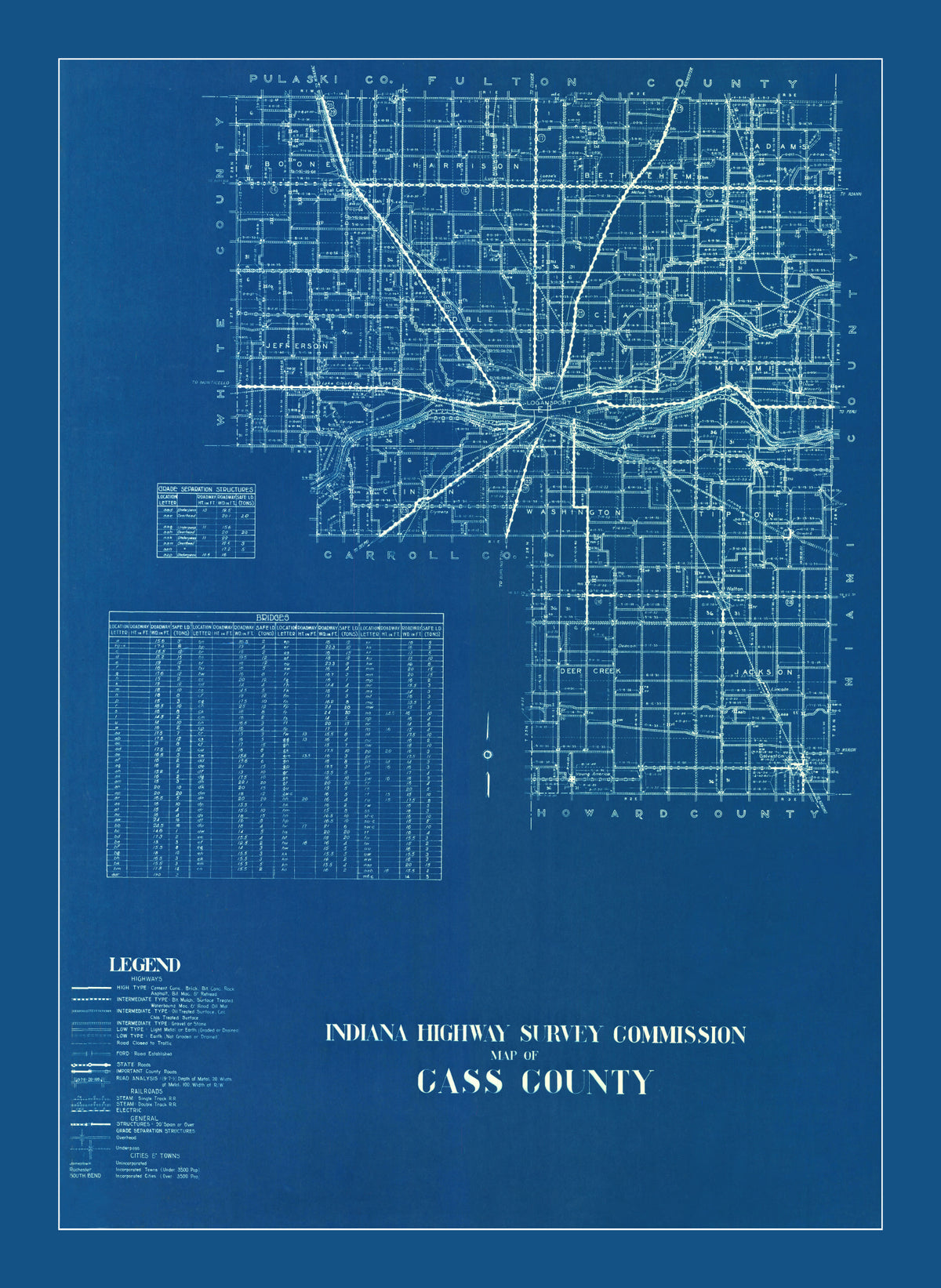 Preview of Vintage Map of Cass County, Indiana 1936