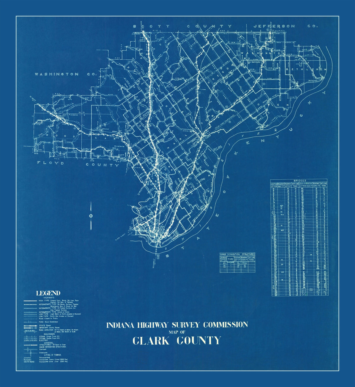 Preview of Vintage Map of Clark County, Indiana 1936