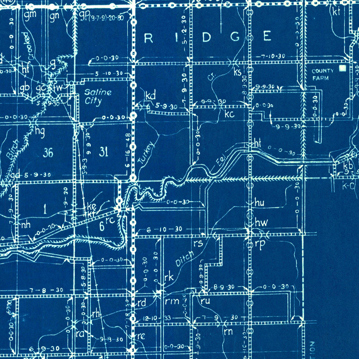 Restored historic details from the 1936 county map of Clay County, Indiana