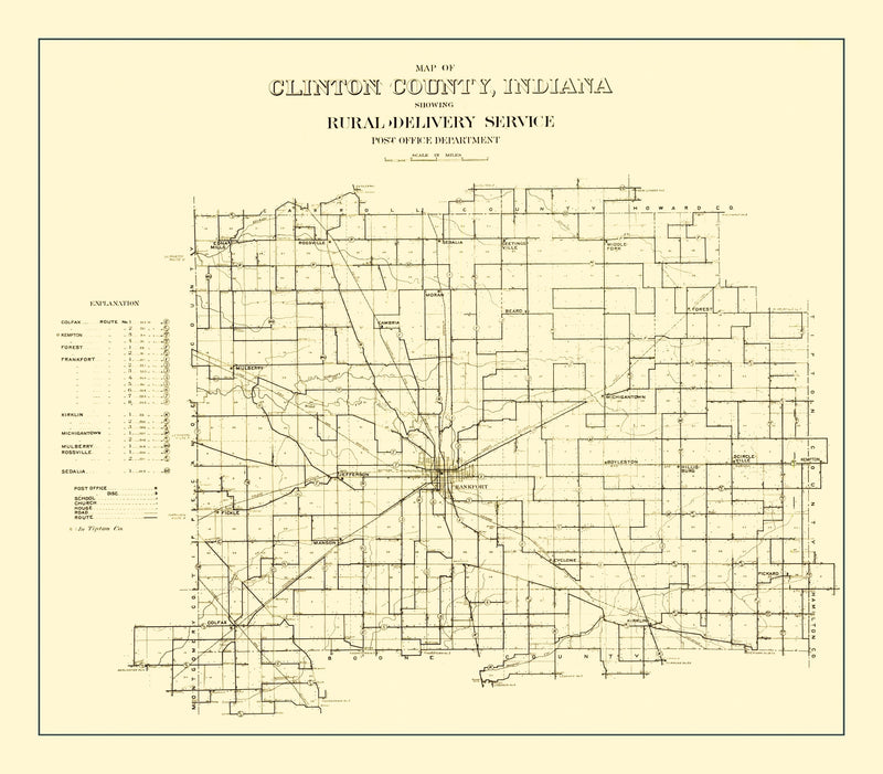 Size comparison using Vintage Map of Clinton County, Indiana 1911