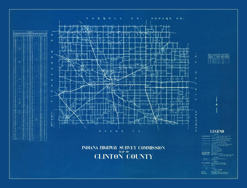 Size comparison using Vintage Map of Clinton County, Indiana 1936