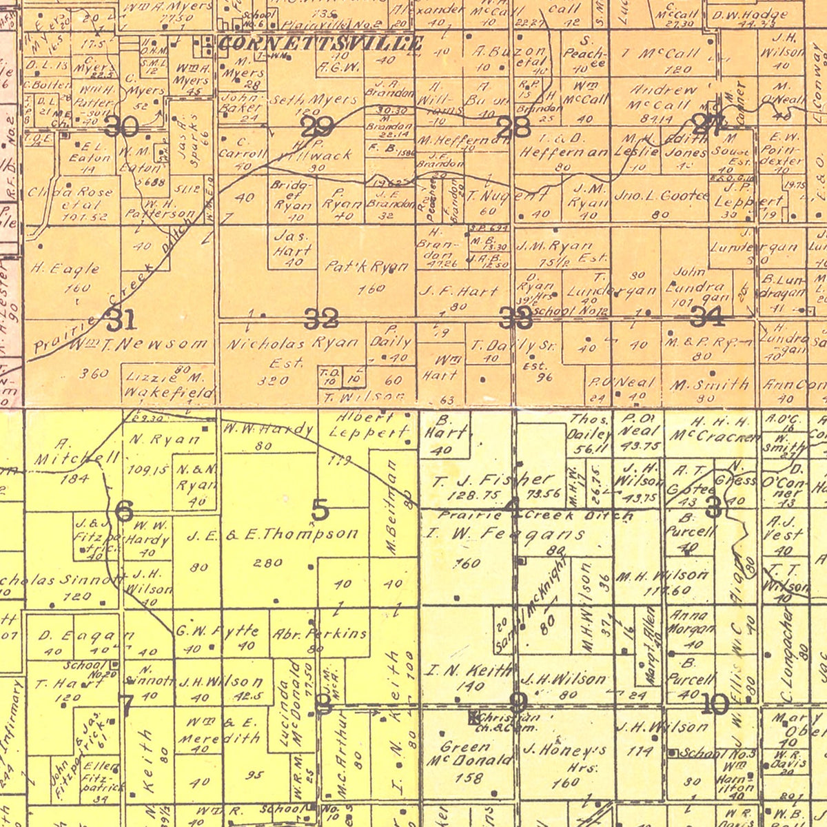 Restored historic details from the 1905 county map of Daviess County, Indiana
