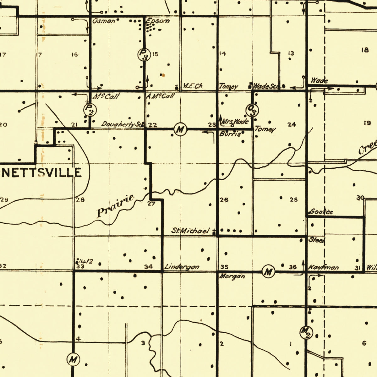 Restored historic details from the 1910 county map of Daviess County, Indiana