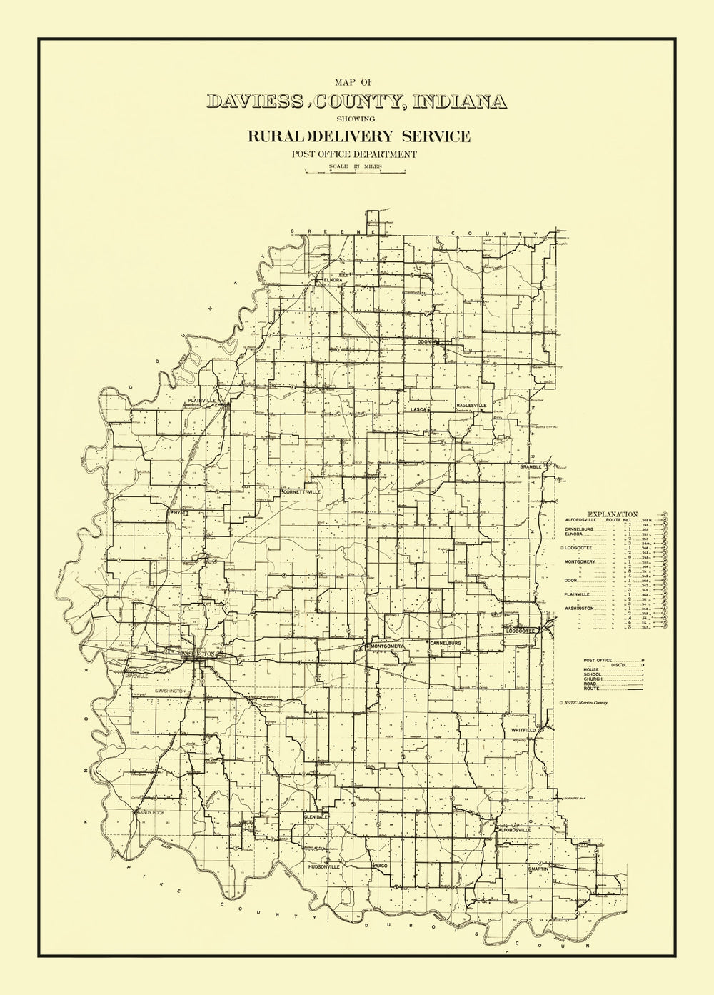 Vintage Map of Daviess County, Indiana 1910 print style example
