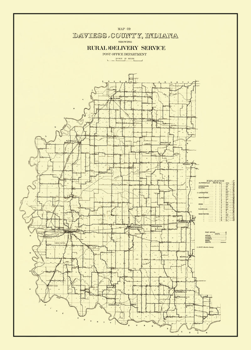 Size comparison using Vintage Map of Daviess County, Indiana 1910