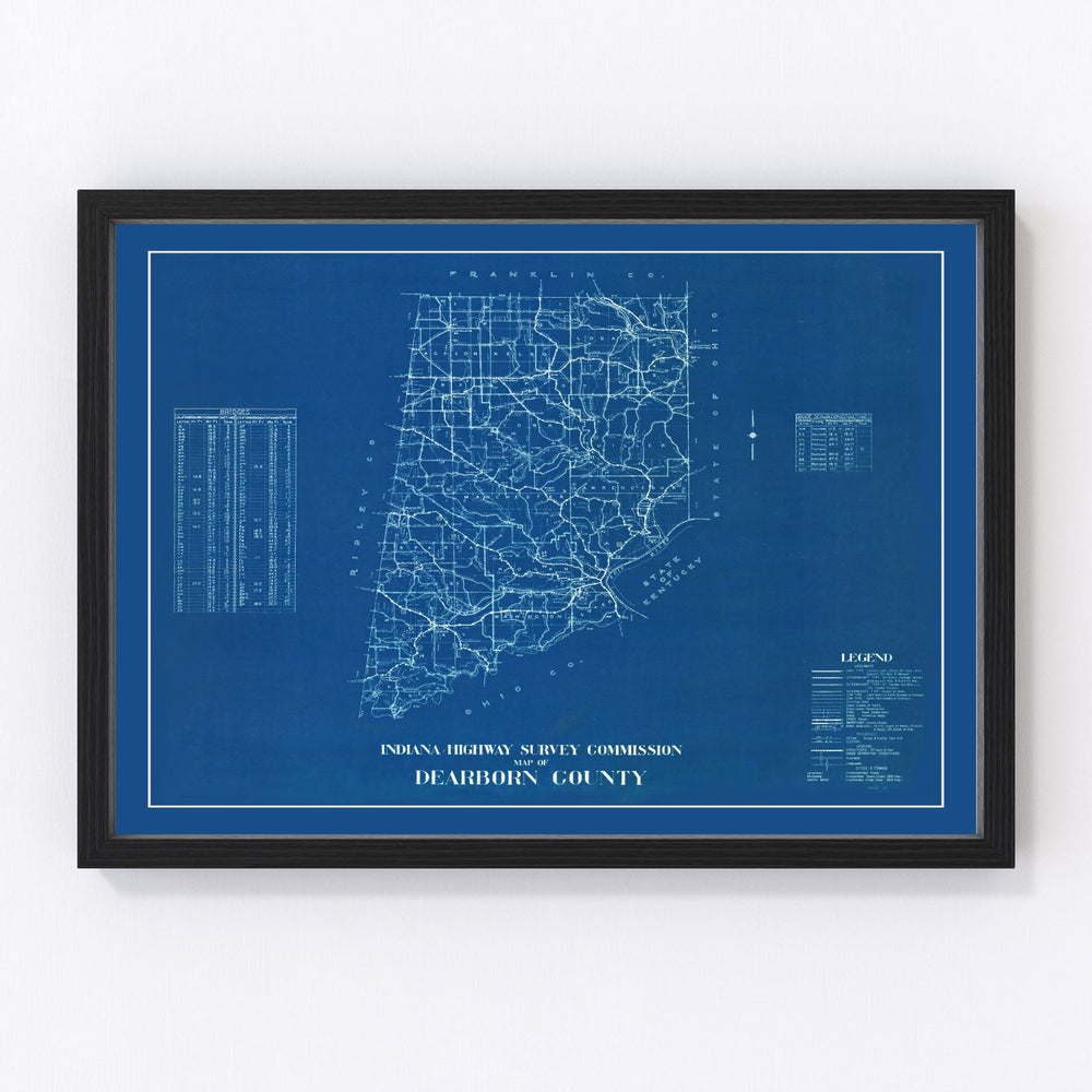 Dearborn County Vintage Map 1936