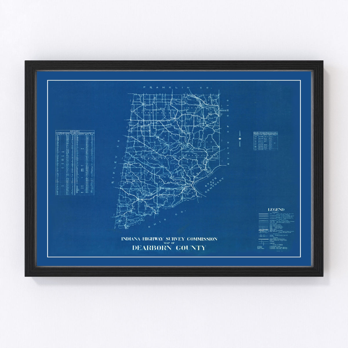 Dearborn County Vintage Map 1936