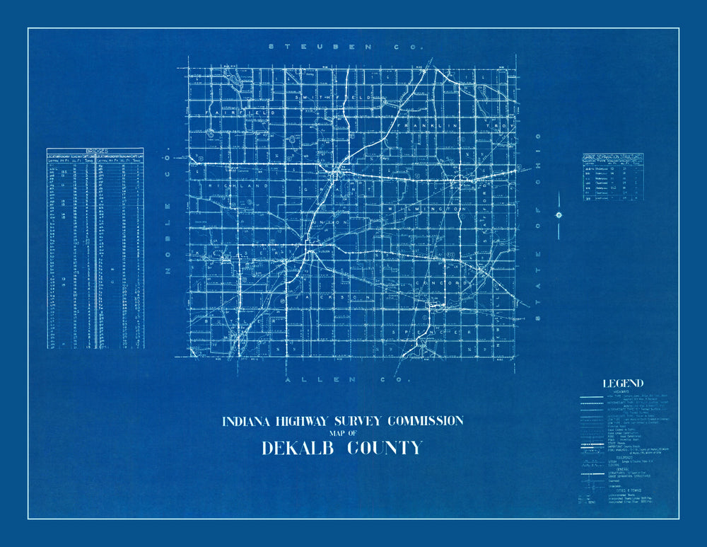 Vintage Map of DeKalb County, Indiana 1936 print style example