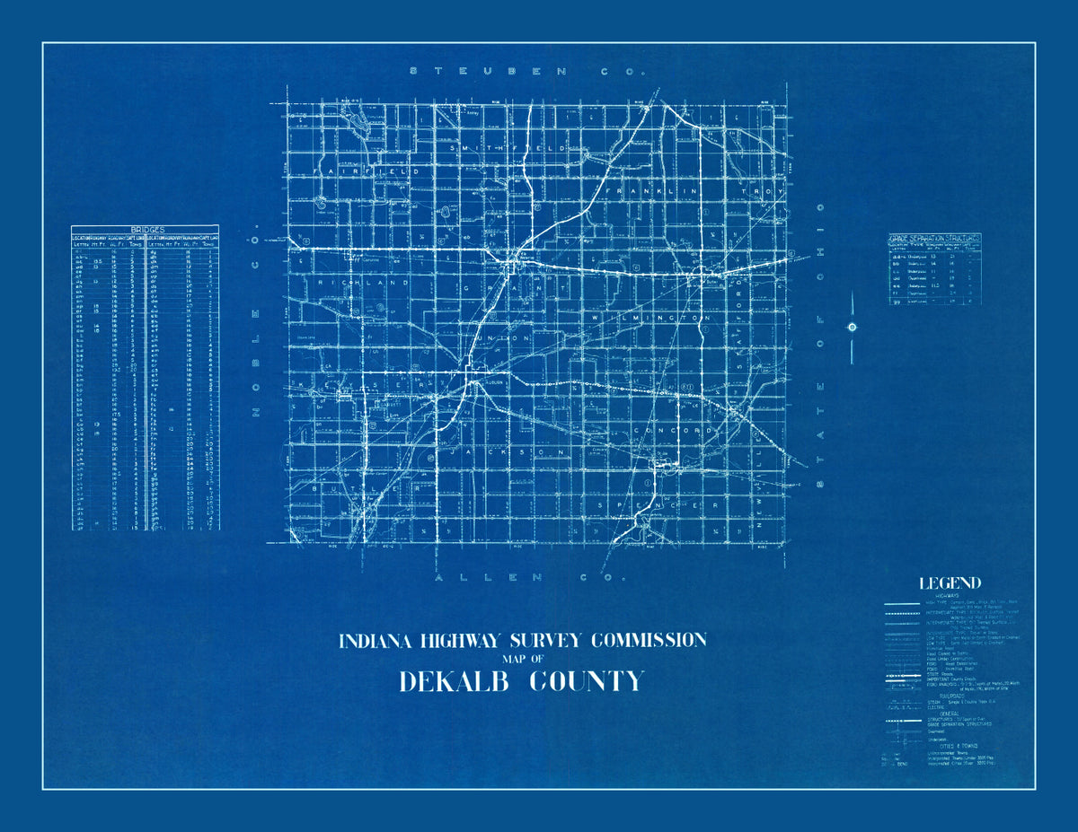 Preview of Vintage Map of DeKalb County, Indiana 1936