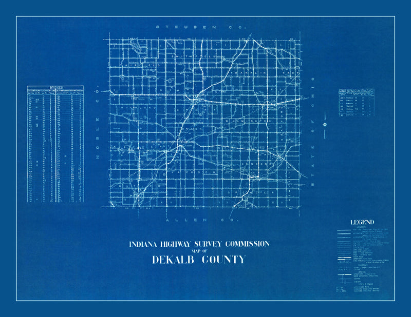 Size comparison using Vintage Map of DeKalb County, Indiana 1936