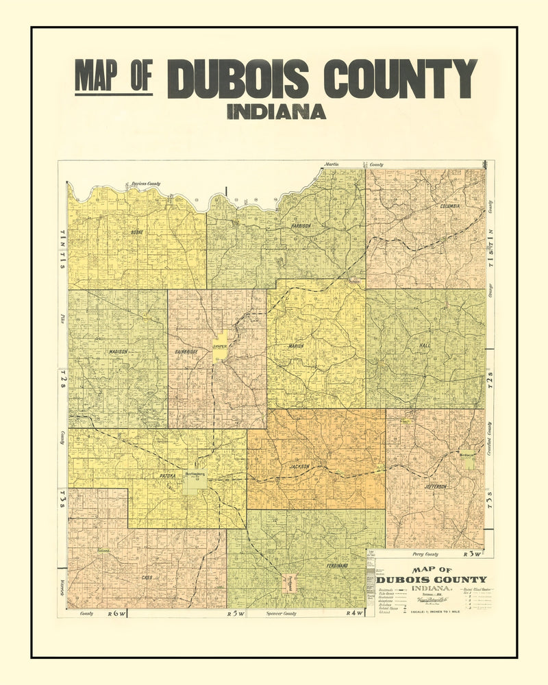 Size comparison using Vintage Map of Dubois County, Indiana 1914