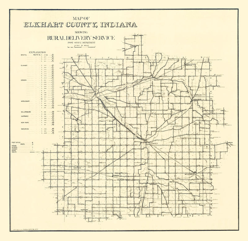 Size comparison using Vintage Map of Elkhart County, Indiana 1909