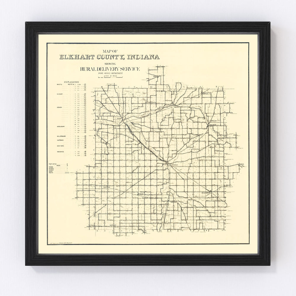 Elkhart County Vintage Map 1909