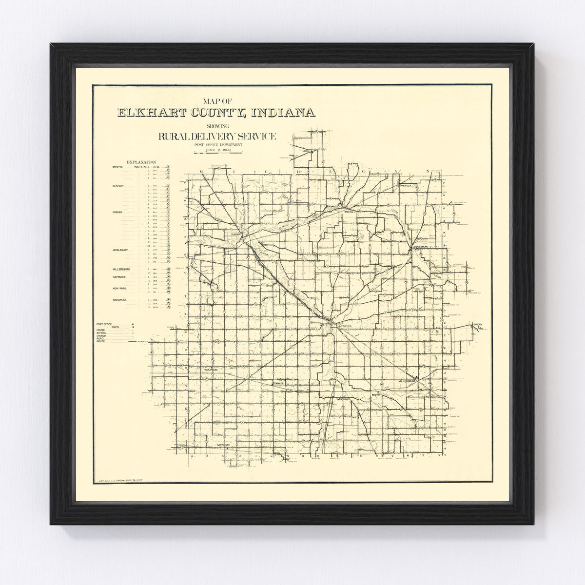 Elkhart County Vintage Map 1909