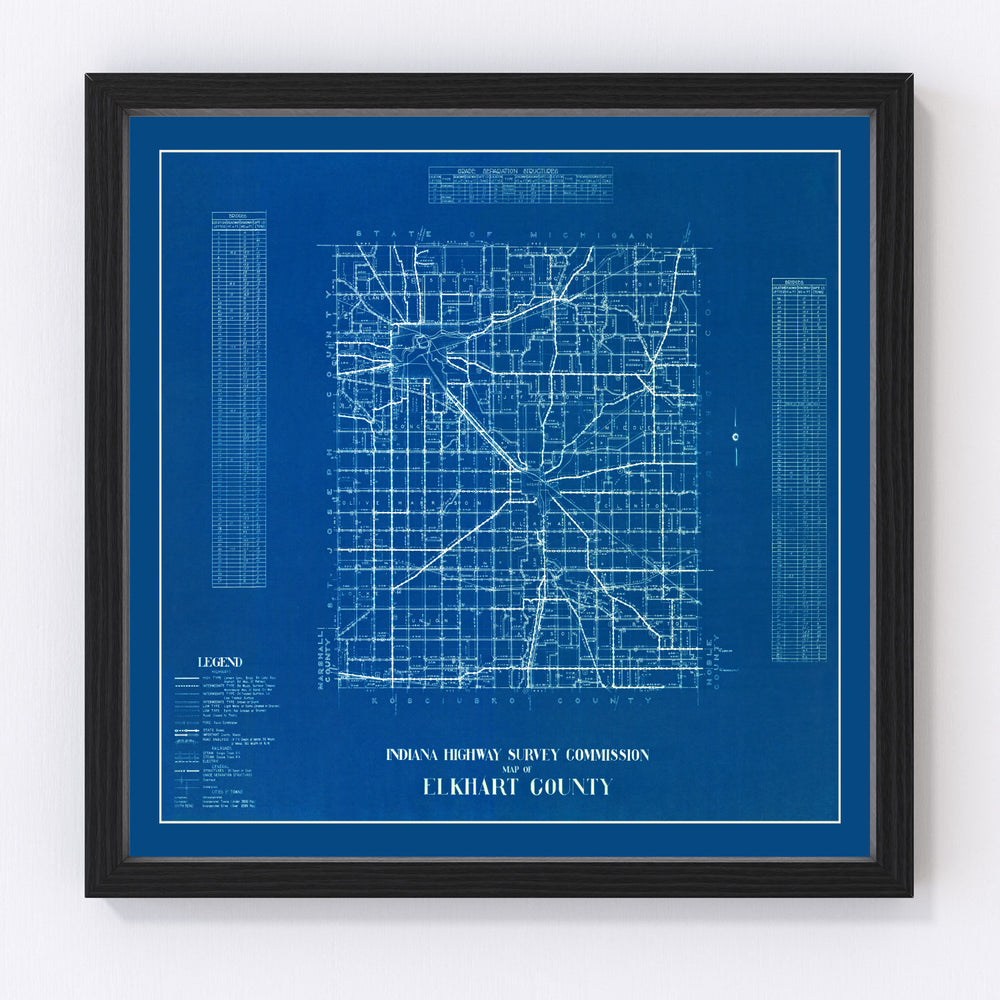 Elkhart County Vintage Map 1936