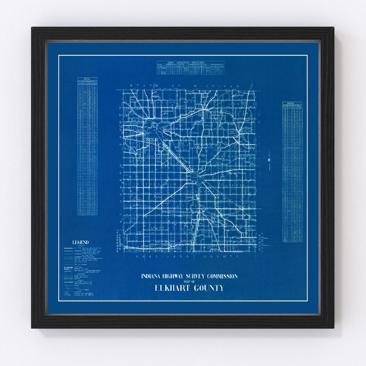 Elkhart County Vintage Map 1936