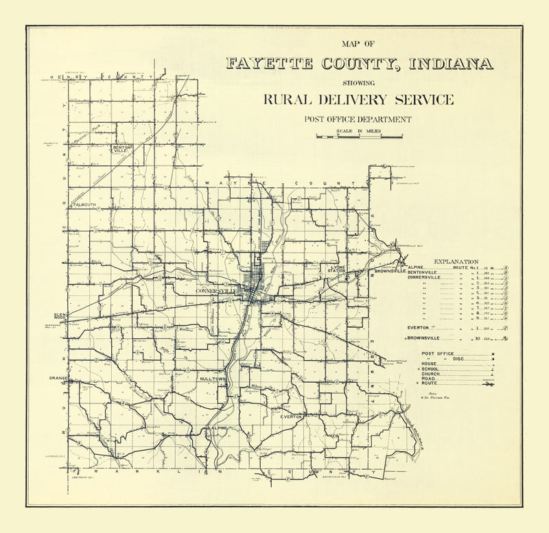 Size comparison using Vintage Map of Fayette County, Indiana 1912