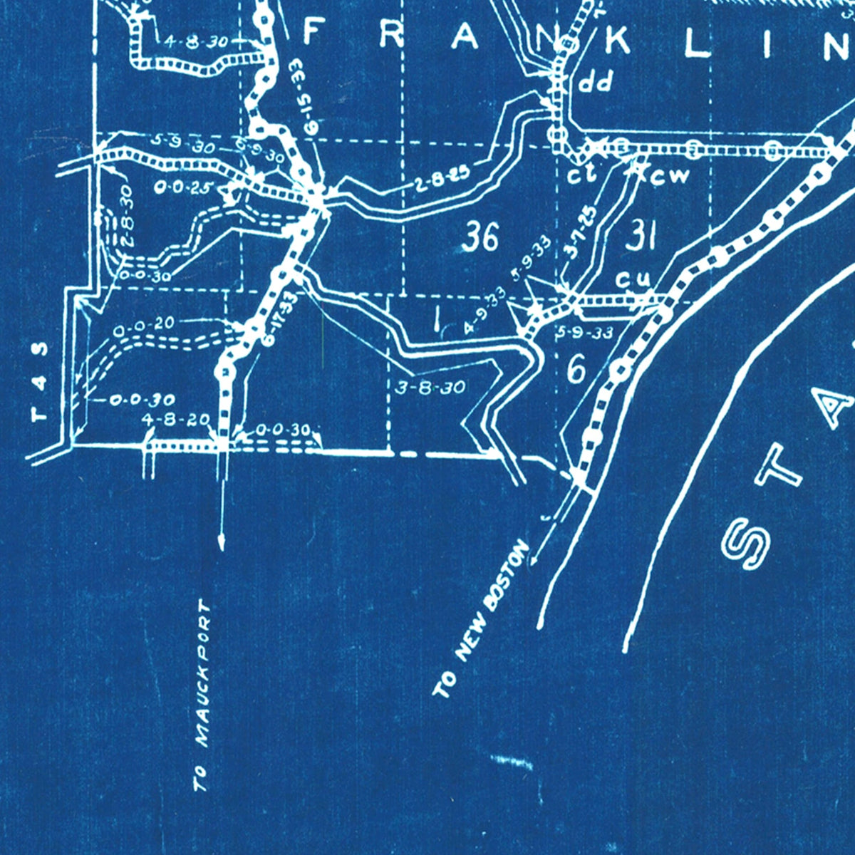 Restored historic details from the 1936 county map of Floyd County, Indiana