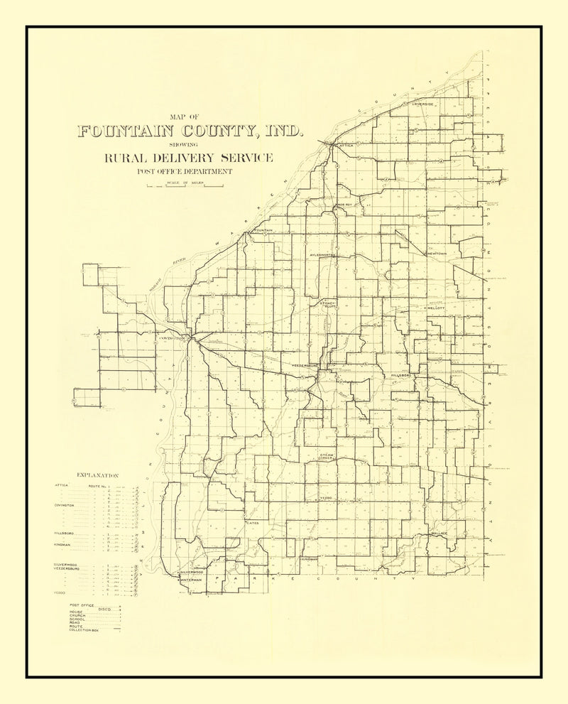 Size comparison using Vintage Map of Fountain County, Indiana 1911