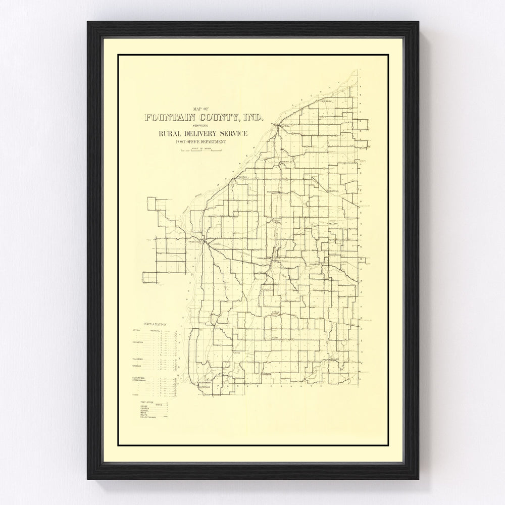Fountain County Vintage Map 1911