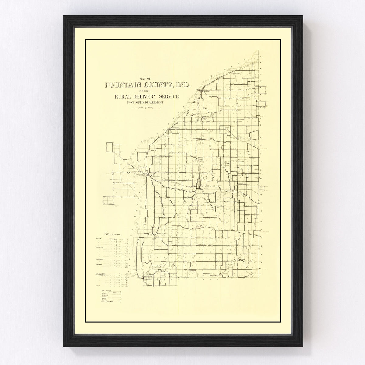 Fountain County Vintage Map 1911