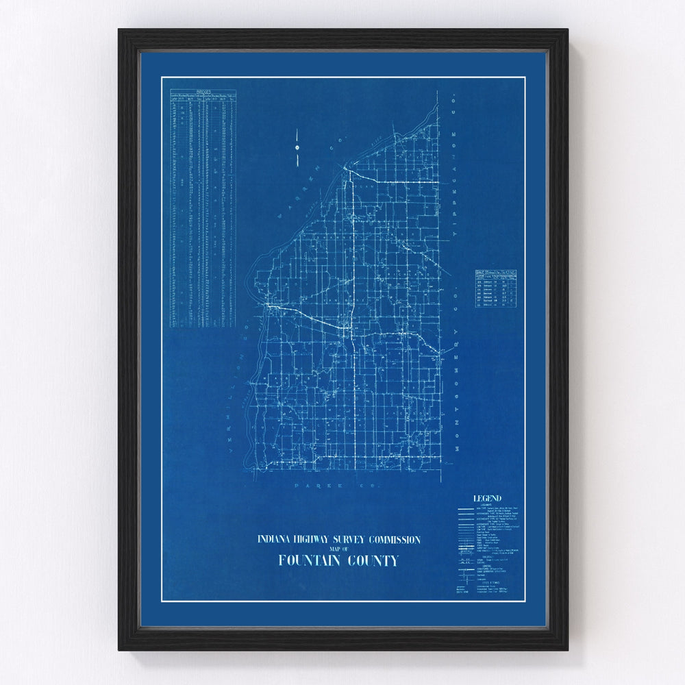 Fountain County Vintage Map 1936