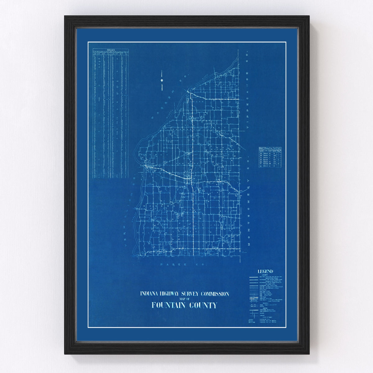 Fountain County Vintage Map 1936