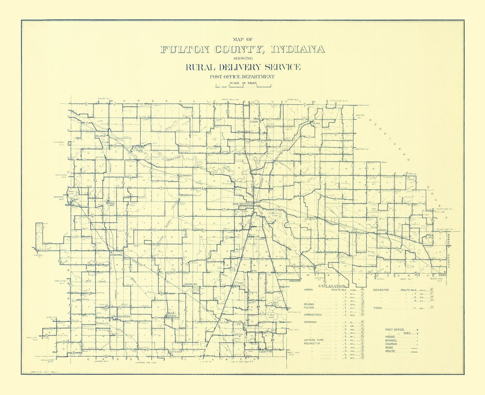 Vintage Map of Fulton County, Indiana 1911 print style example