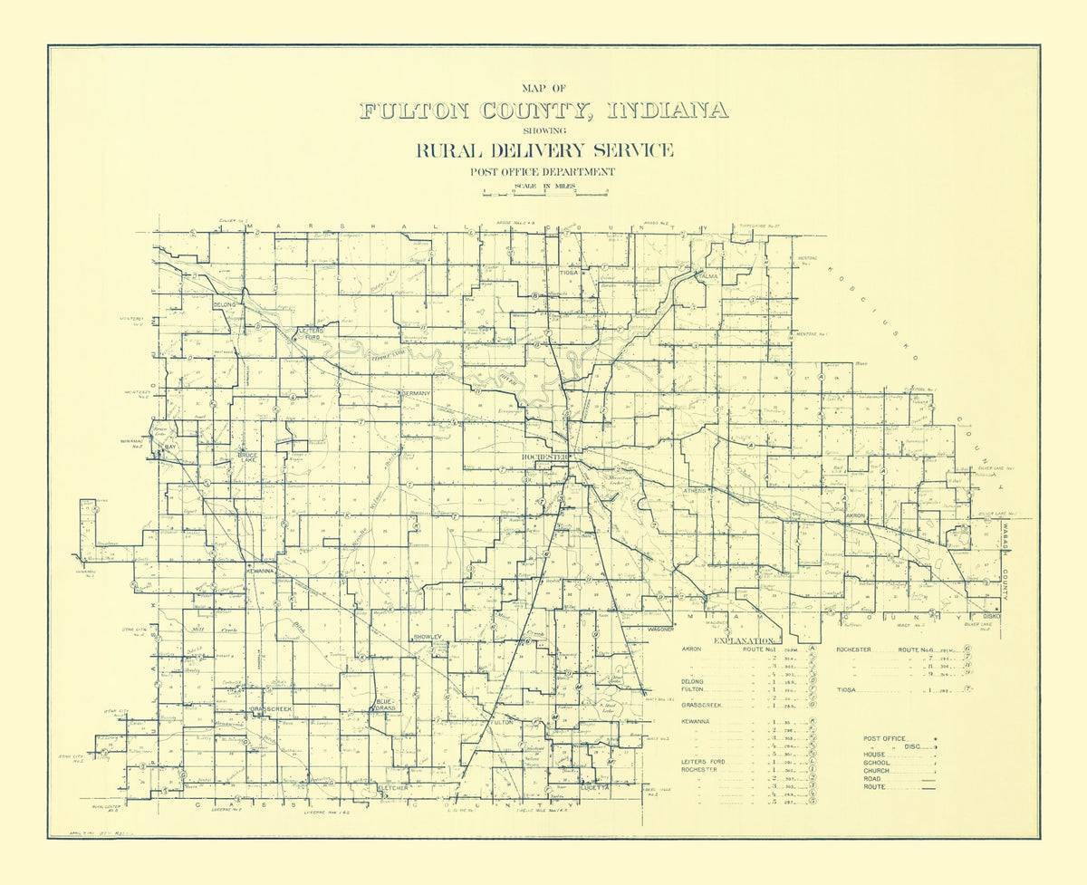 Preview of Vintage Map of Fulton County, Indiana 1911