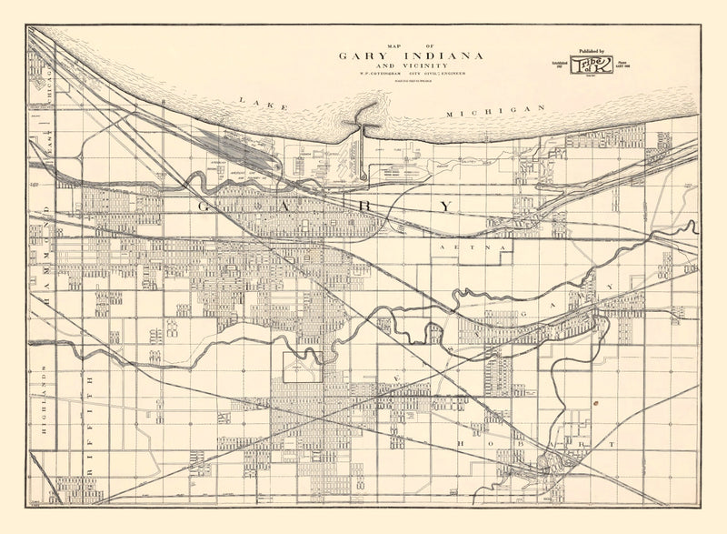 Size comparison using Vintage Map of Gary, Indiana 1928
