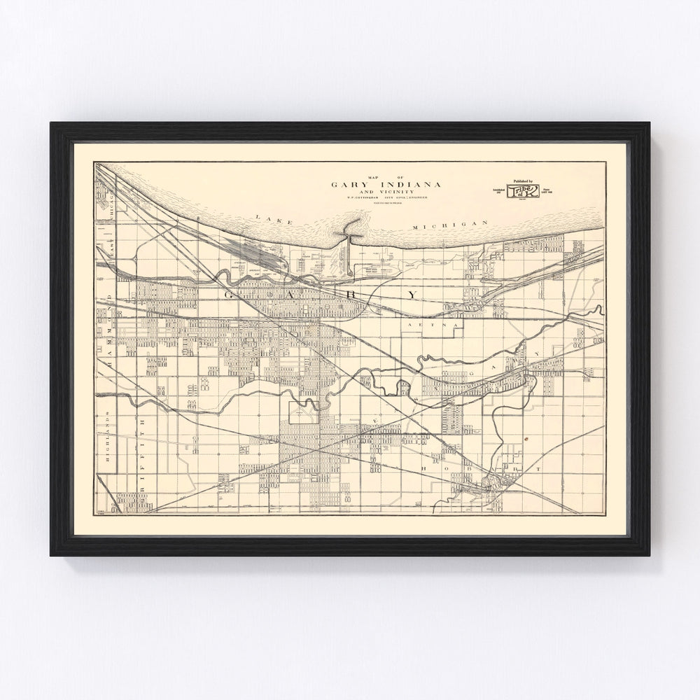 Gary Vintage Map 1928