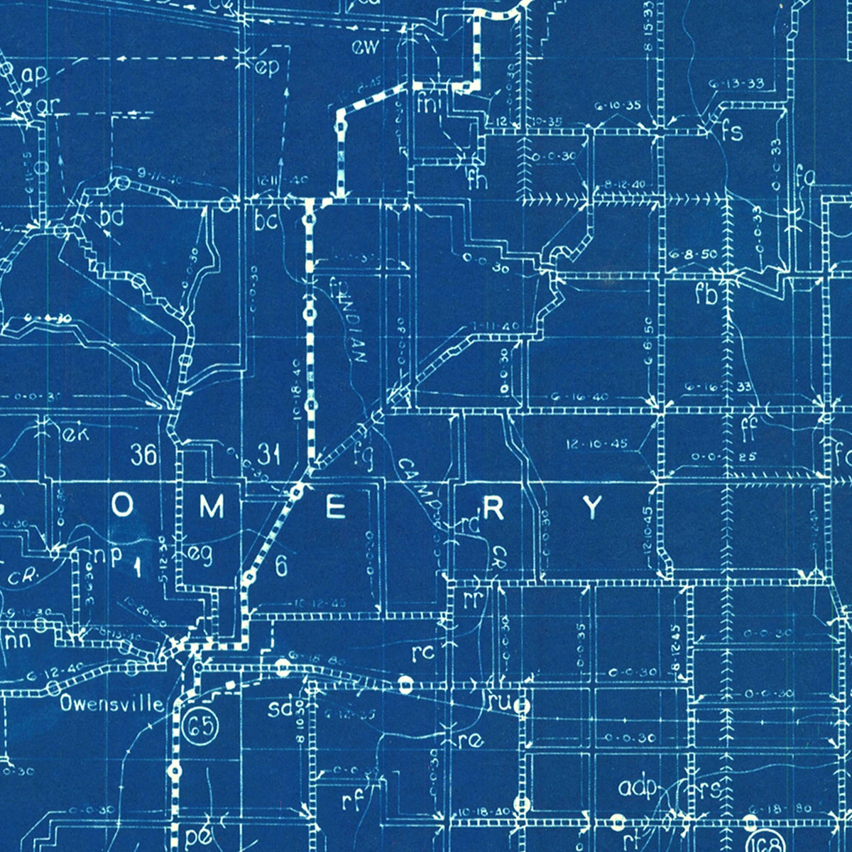 Restored historic details from the 1936 county map of Gibson County, Indiana
