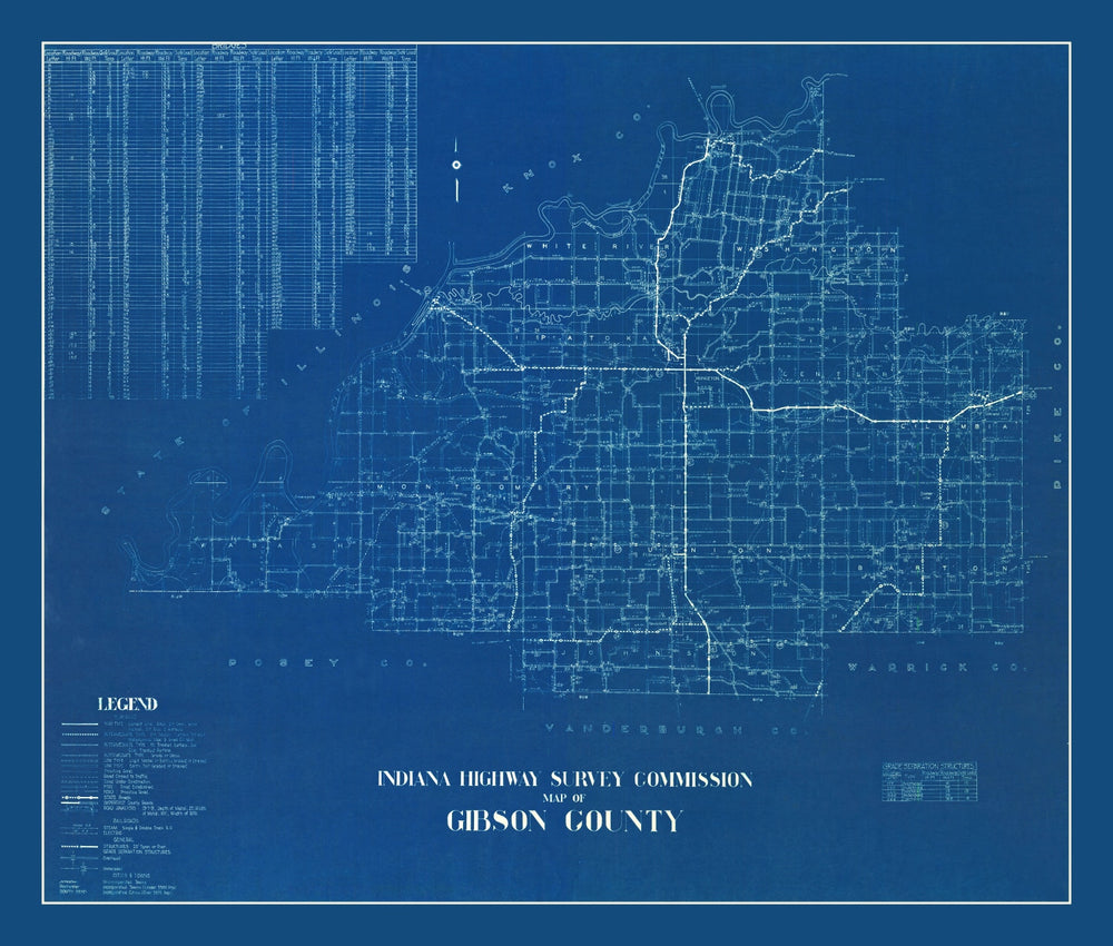 Vintage Map of Gibson County, Indiana 1936 print style example