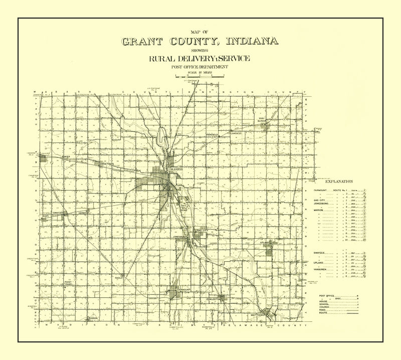 Size comparison using Vintage Map of Grant County, Indiana 1911