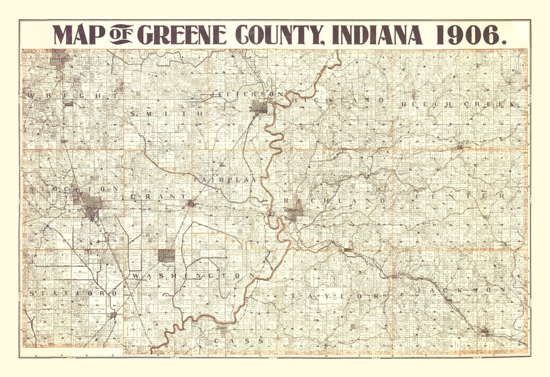 Size comparison using Vintage Map of Greene County, Indiana 1906