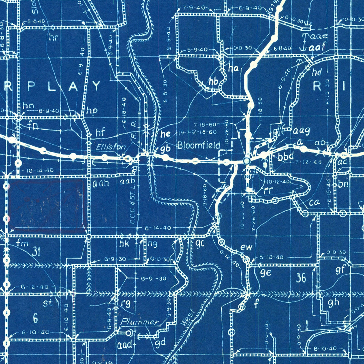 Restored historic details from the 1936 county map of Greene County, Indiana