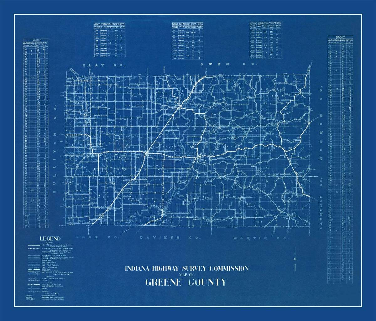 Preview of Vintage Map of Greene County, Indiana 1936