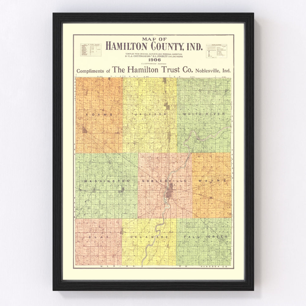 Hamilton County Vintage Map 1906
