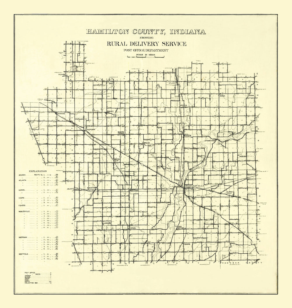 Vintage Map of Hamilton County, Indiana 1909 print style example