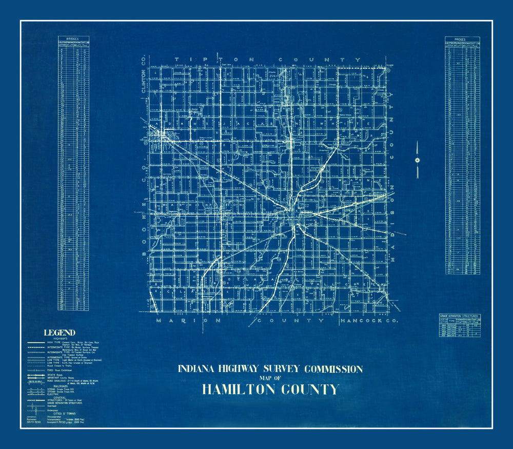 Vintage Map of Hamilton County, Indiana 1936 print style example