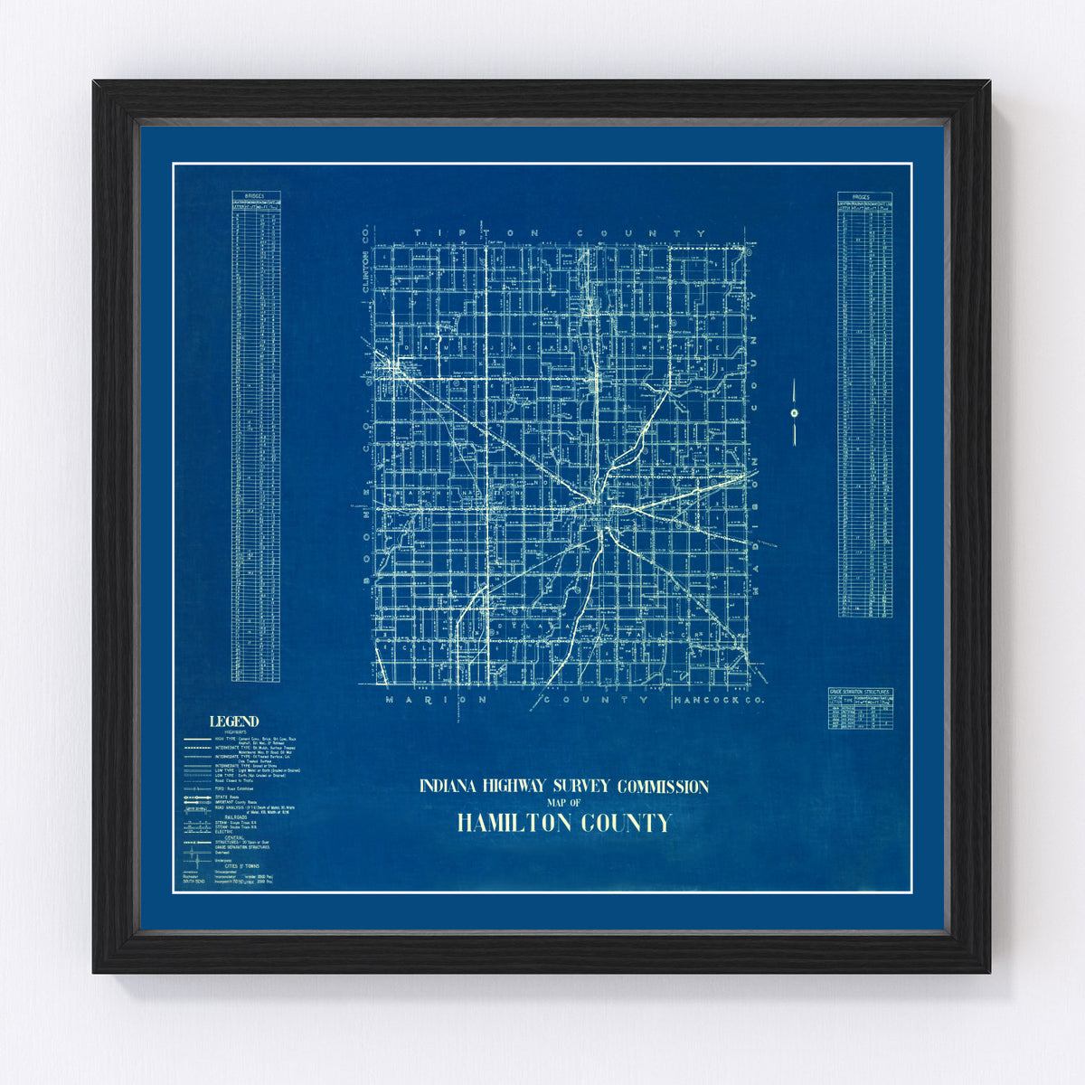 Hamilton County Vintage Map 1936