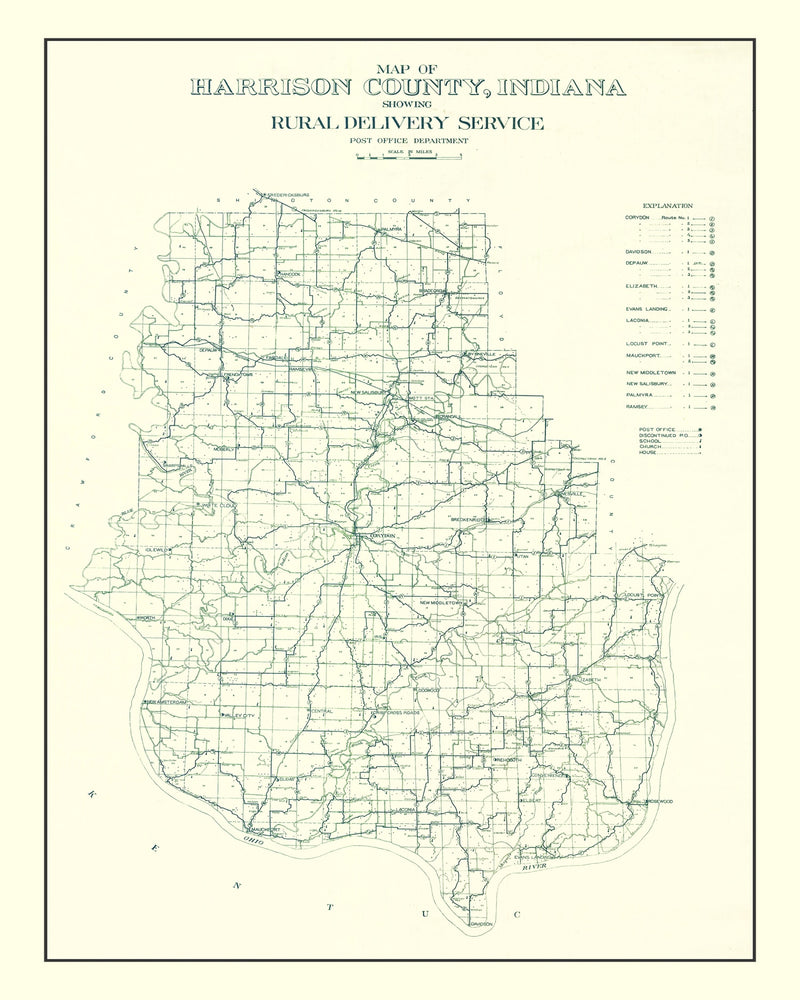 Size comparison using Vintage Map of Harrison County, Indiana 1909